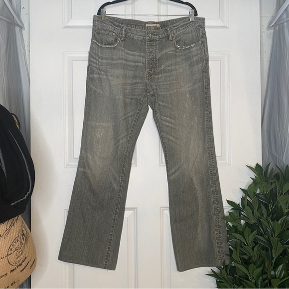 John Varvatos Grey Faded Wash Straight Leg Jeans Button Fly Size 38